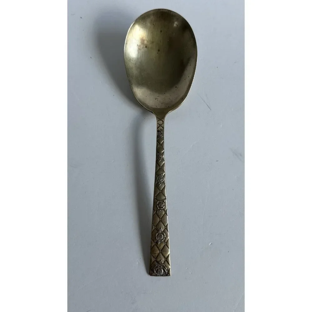 Vtg National Silver Co‎ Silverplate ROSE MARIE Serving Spoon 8.5
